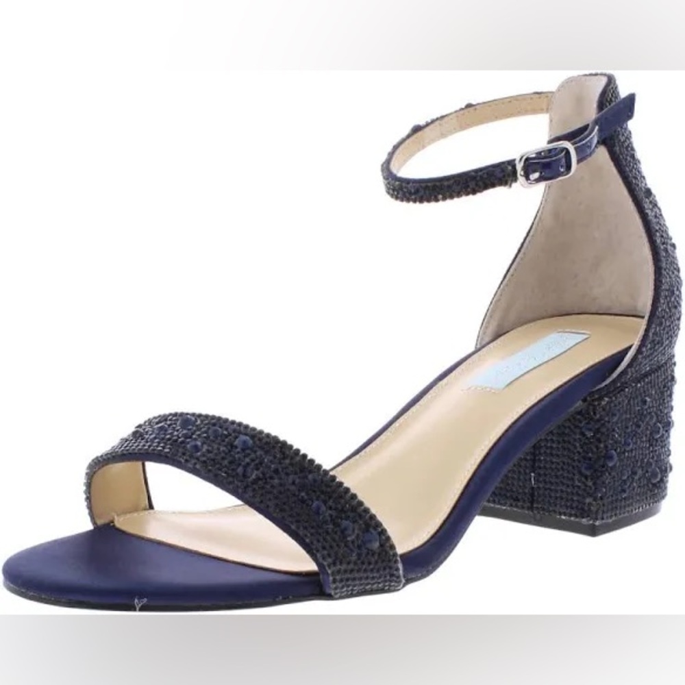 Blue by Betsey Johnson Mari Navy Satin Block Heels  New in box 
Size 6.5.